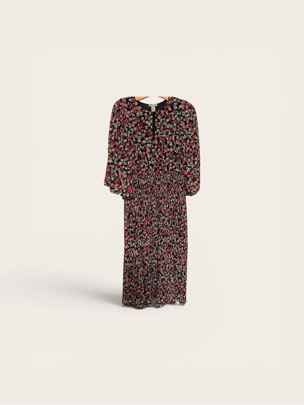 H&M Black Maxi Dress with Pink & Mint Floral Print